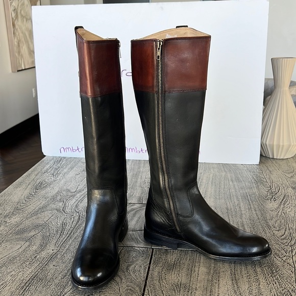 Designer Frye The Frye Company black/brown 7B cowboy riding boots - Picture 4 of 16